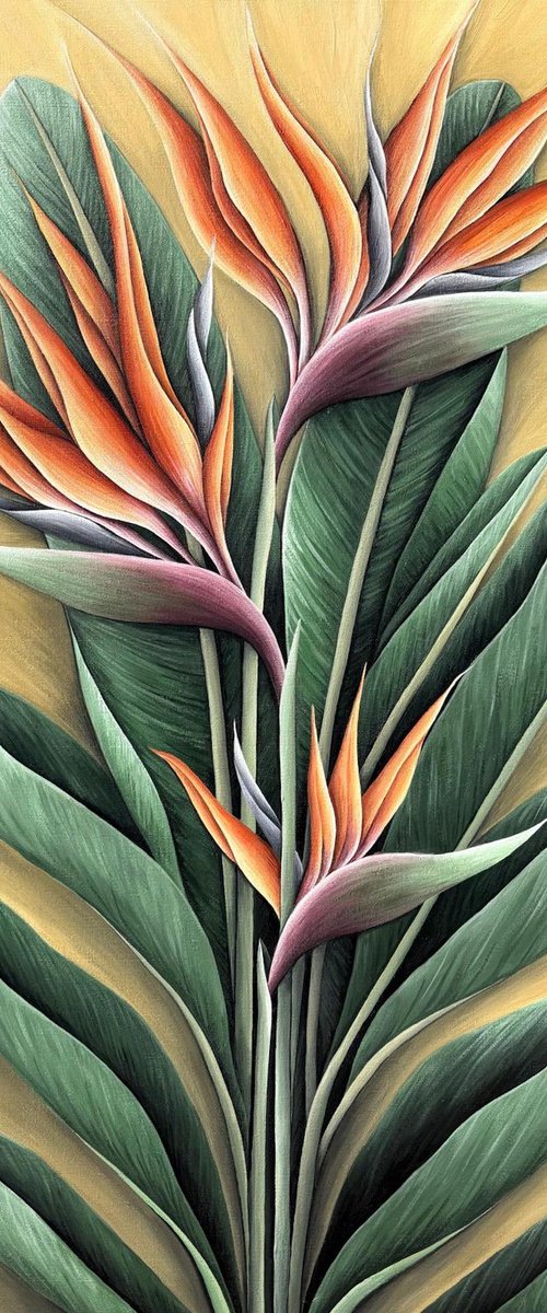 TROPICAL ORANGE STRELITZIA by Maria Tuzhilkina
