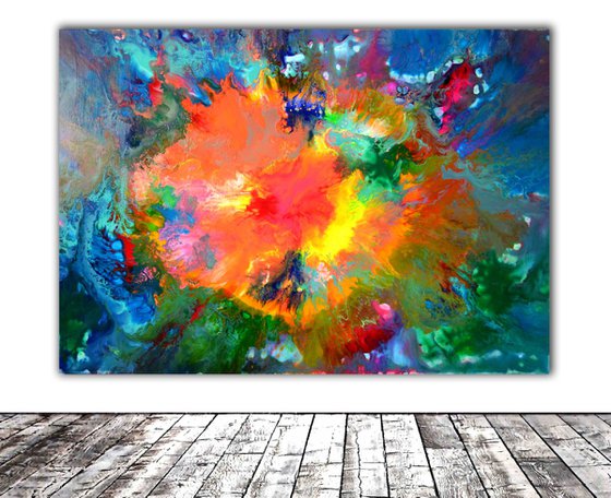 Love - 100x70 cm - Big Painting XL - Large Abstract, Supersized Painting - Ready to Hang, Hotel Wall Decor, Xmas Perfect Gift