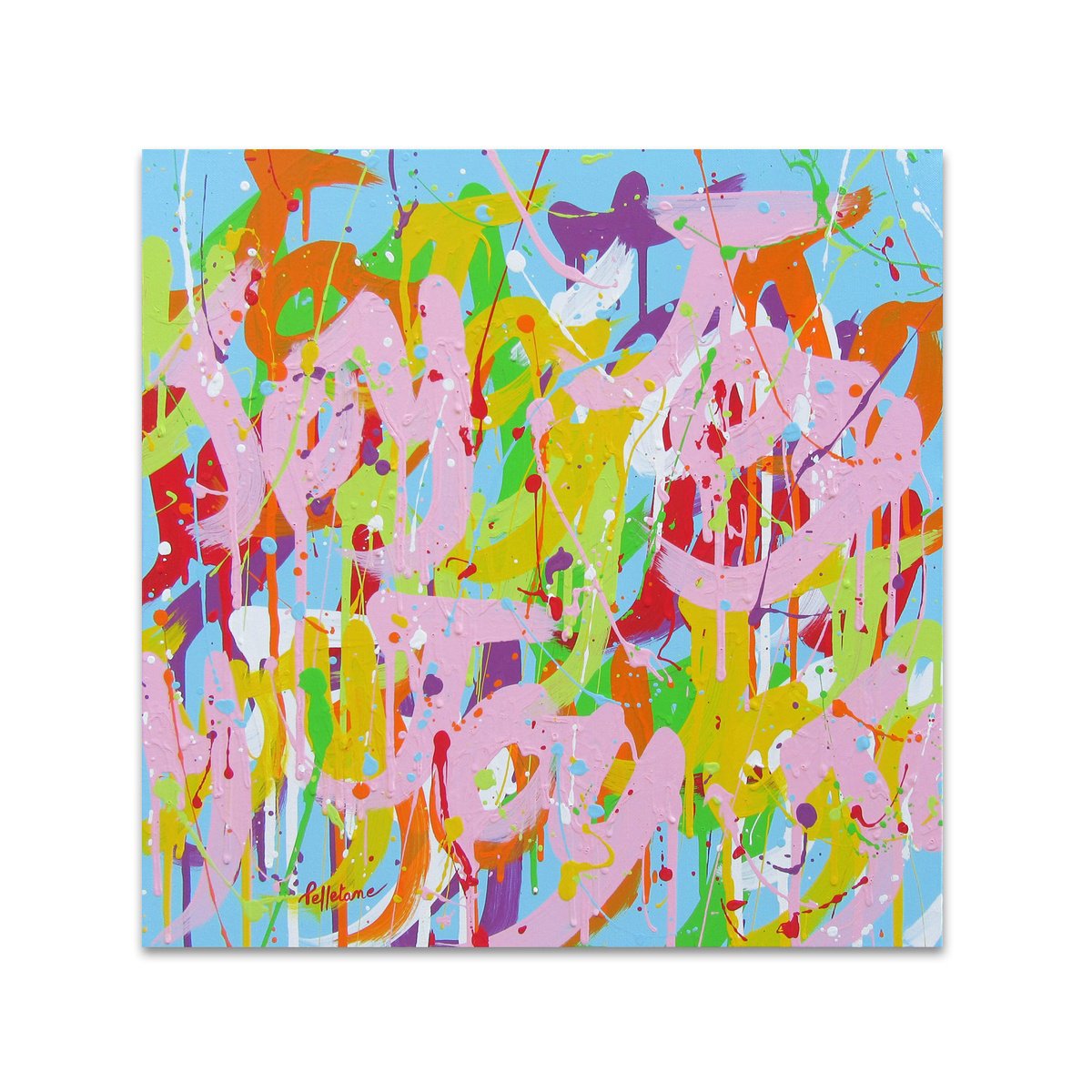 Urban And Pop Acrylic Painting , Joy Blue By Isabelle Pelletane, 20 X 20, Artwork For Sale On Artfinder