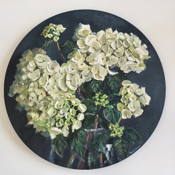 White hudrangea painting