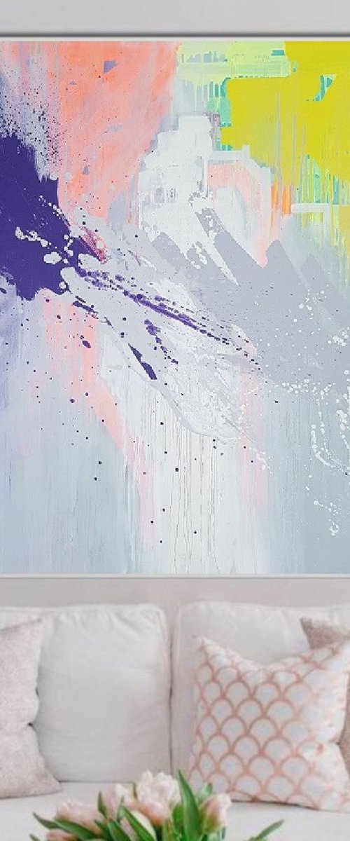 Abstract painting Mix my drsires / original / 90×90 cm / Free shipping by Larissa Uvarova