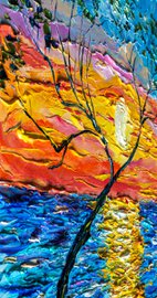 Original Oil Painting - Sunset Mood by Vladyslav Durniev