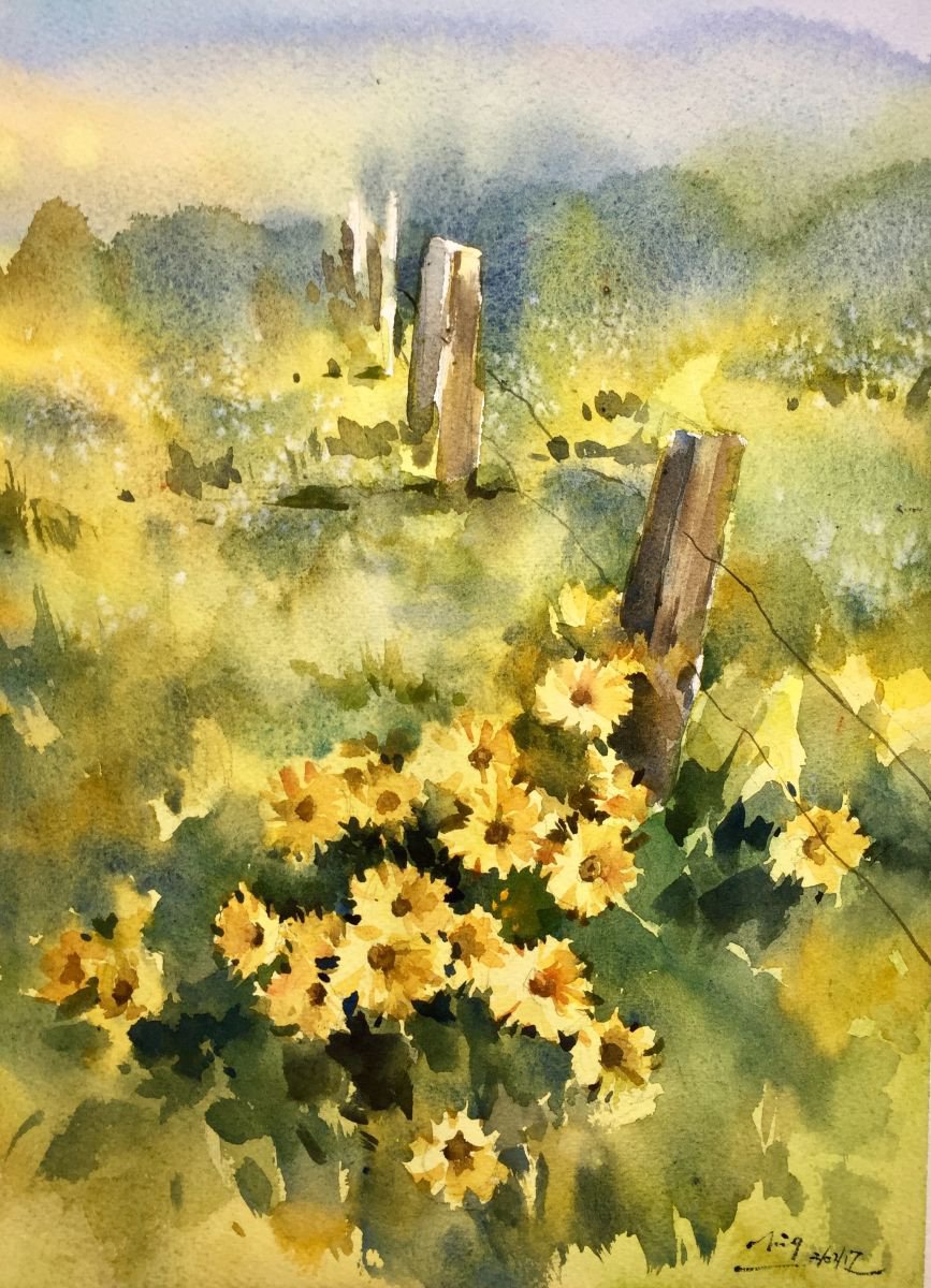 Impressionistic Landscape Watercolour By Jing Chen, 11 X 15, Wilderness, Original Artwork