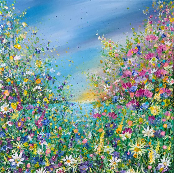 Turquoise Sea and Wild Flowers