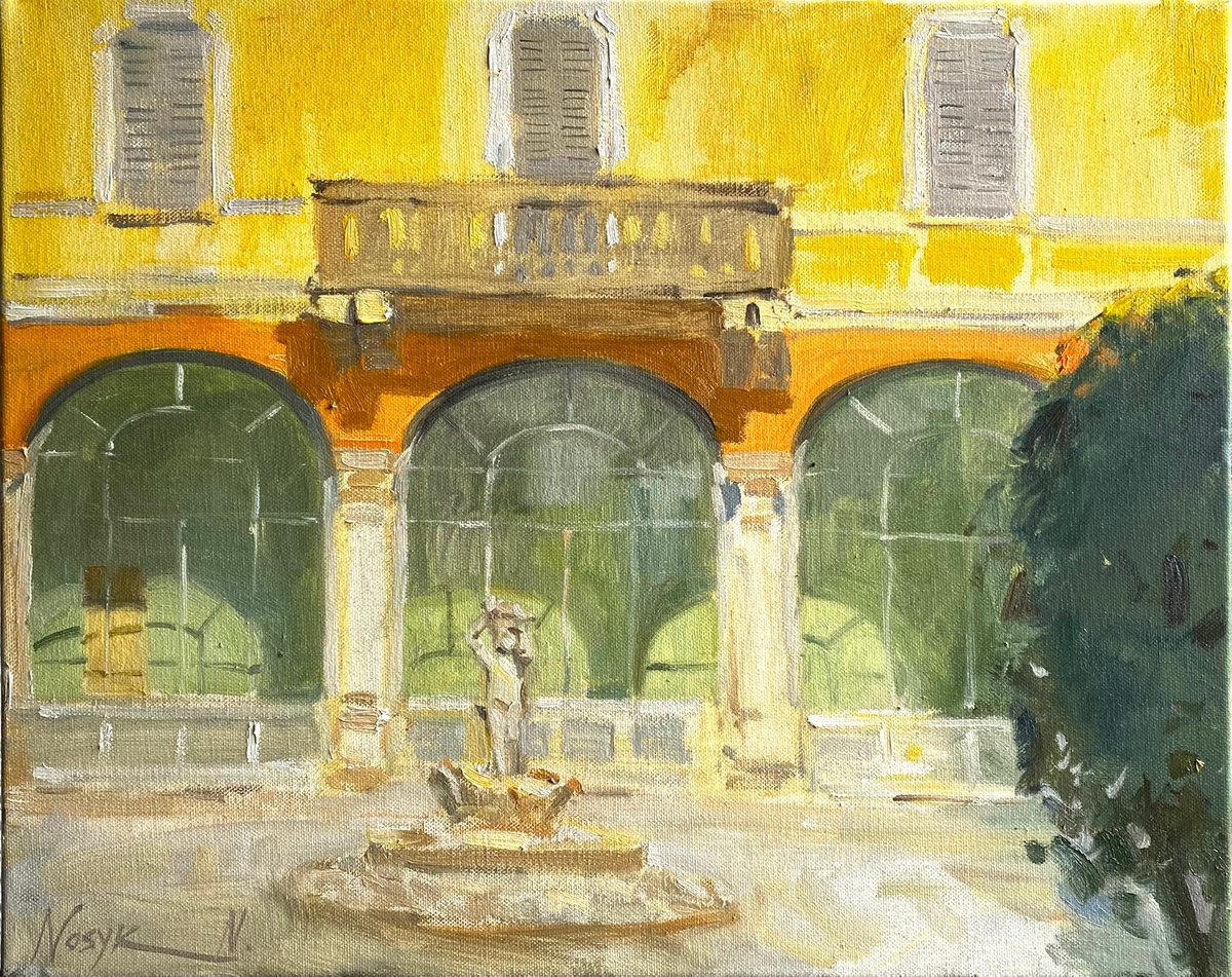 Piazza Liberta. Ternate, Italy 50x40 cm| oil painting on canvas by Nataliia Nosyk
