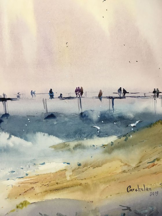 Watercolor "Afternoon sea view”