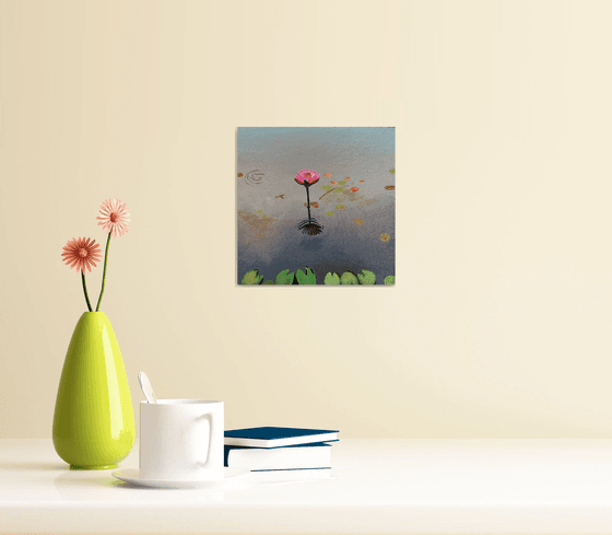 Pink water lily! Miniature painting