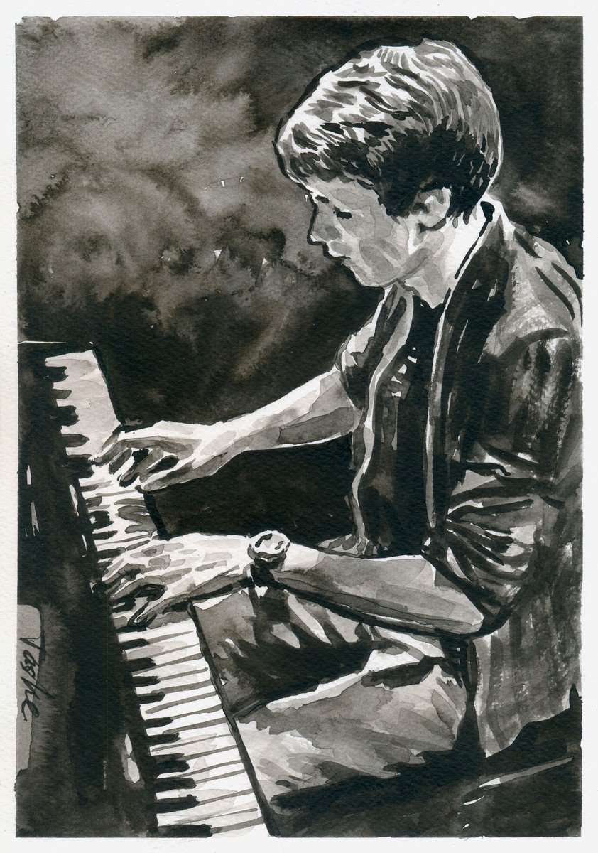 Urban And Pop Portrait Ink Drawing By Tashe, 8 X 12", Symphony Of Youth, Original Artwork