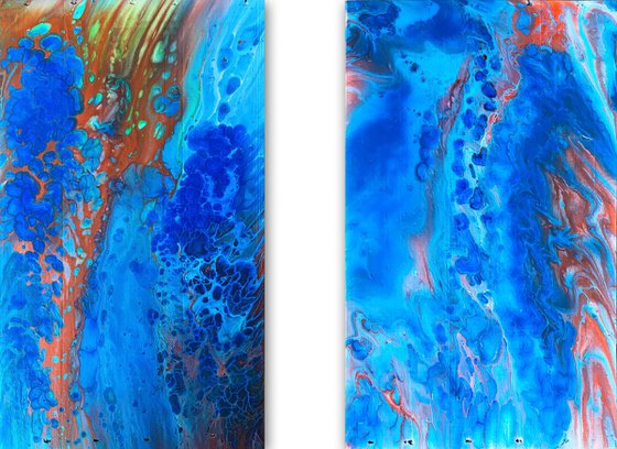 "Conduction Series" - Original Diptych, Abstract PMS Acrylic Paintings Series