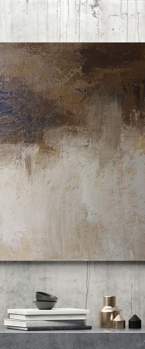 "Glow" Brown beige minimalist textured art by Alex