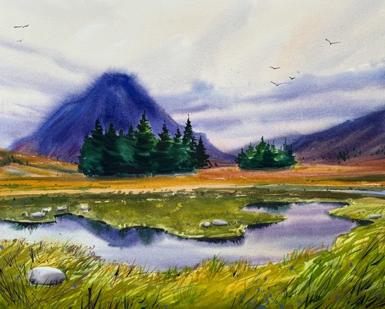 landscape 3. original watercolor painting