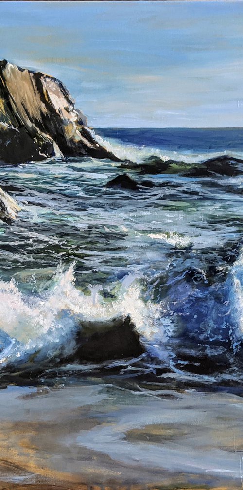 The Atlantic Ocean - original oil painting - seascape painting - oil art waves by Anna Brazhnikova