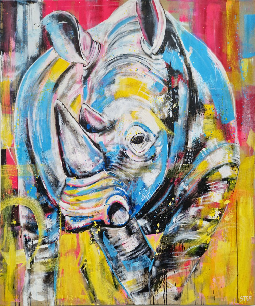 Rhino #6 - Red List By Stefanie Rogge, 39 X 47, Artwork For Sale On Artfinder