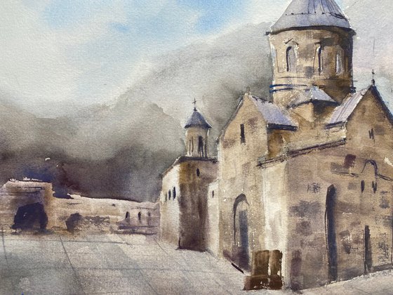 Geghard Monastery - watercolor landscape