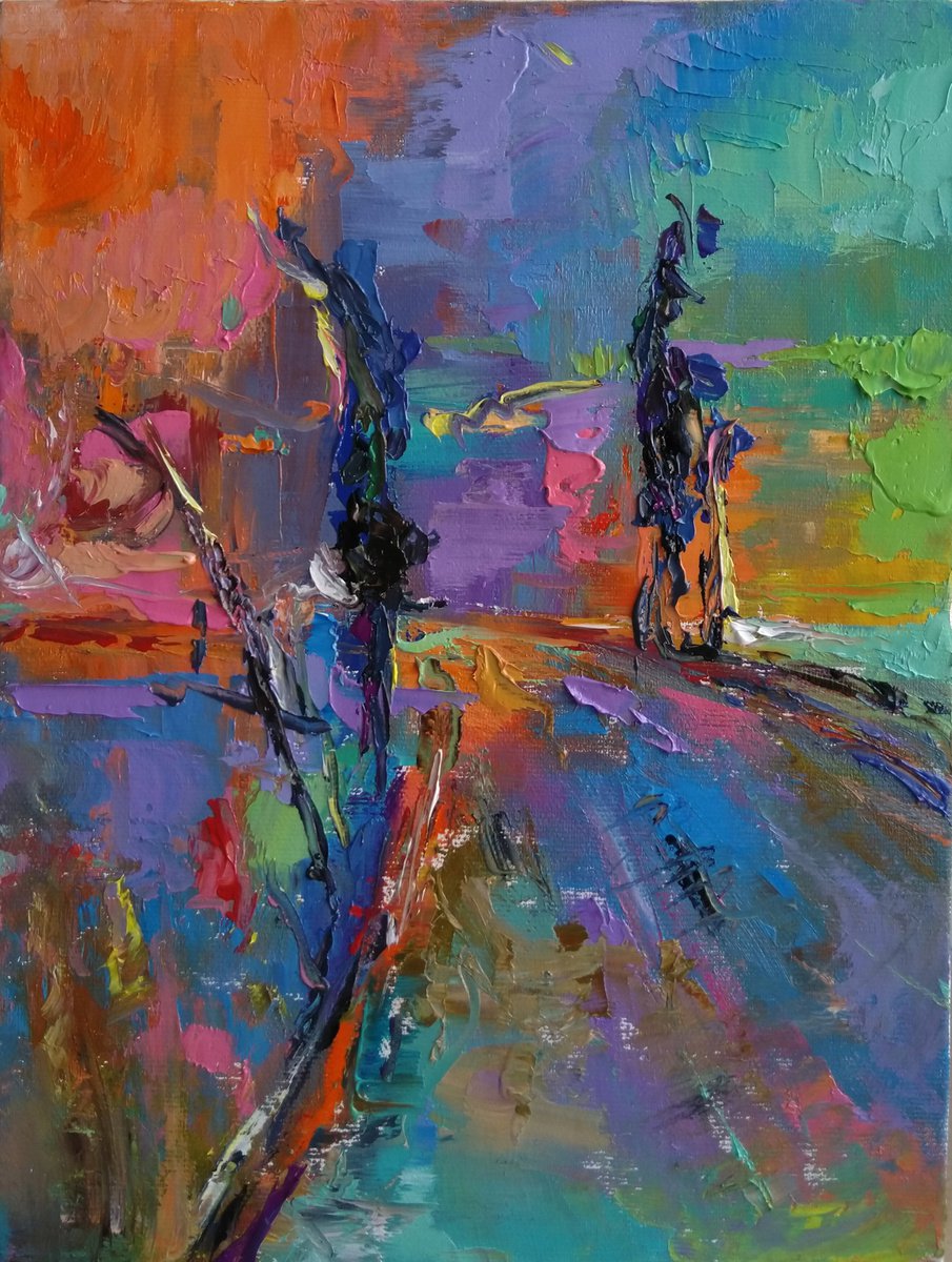 Abstract Oil Painting By Kamsar Ohanyan, 9 X 12", Another World, Original Artwork