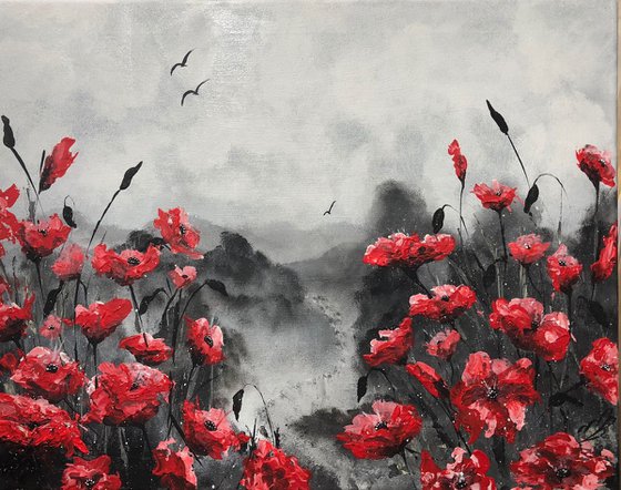 Textured Red Poppies