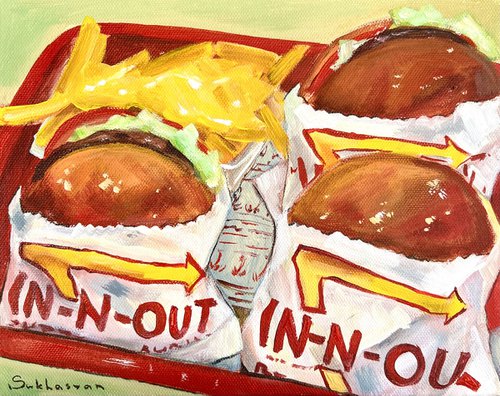 Still Life with Double In-N-Out Burgers and Fries N4 by Victoria Sukhasyan