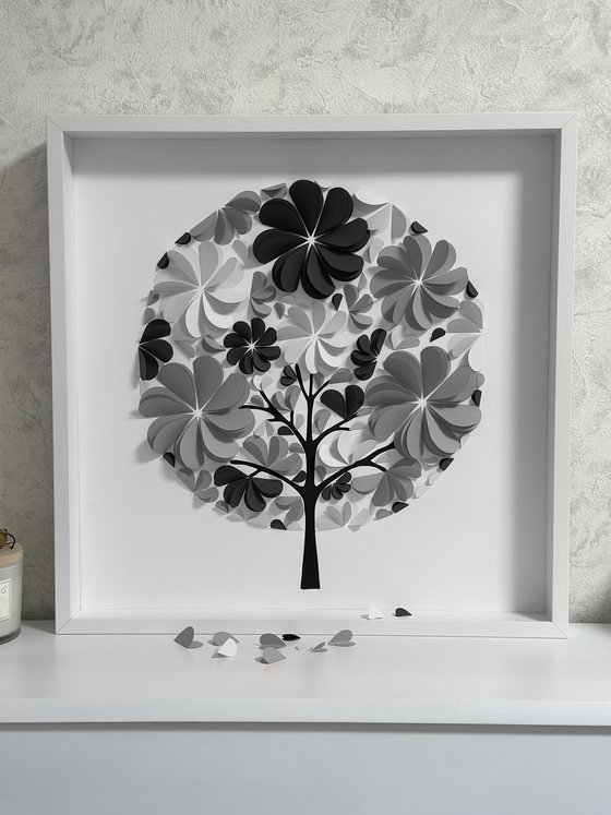 Stylish black and white tree