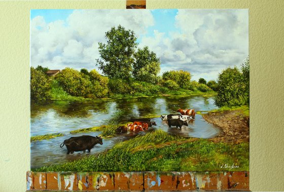 Cows at the River Watering