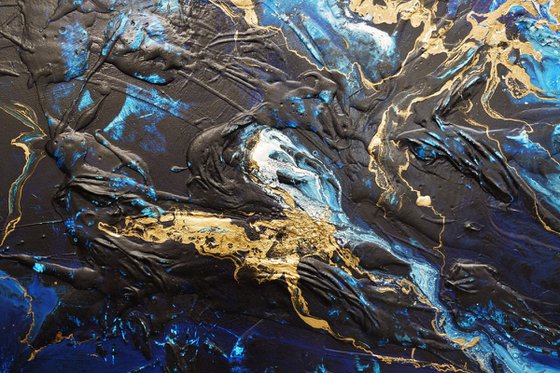 Iced Golden Sapphire 190cm x 100cm Textured Abstract Art