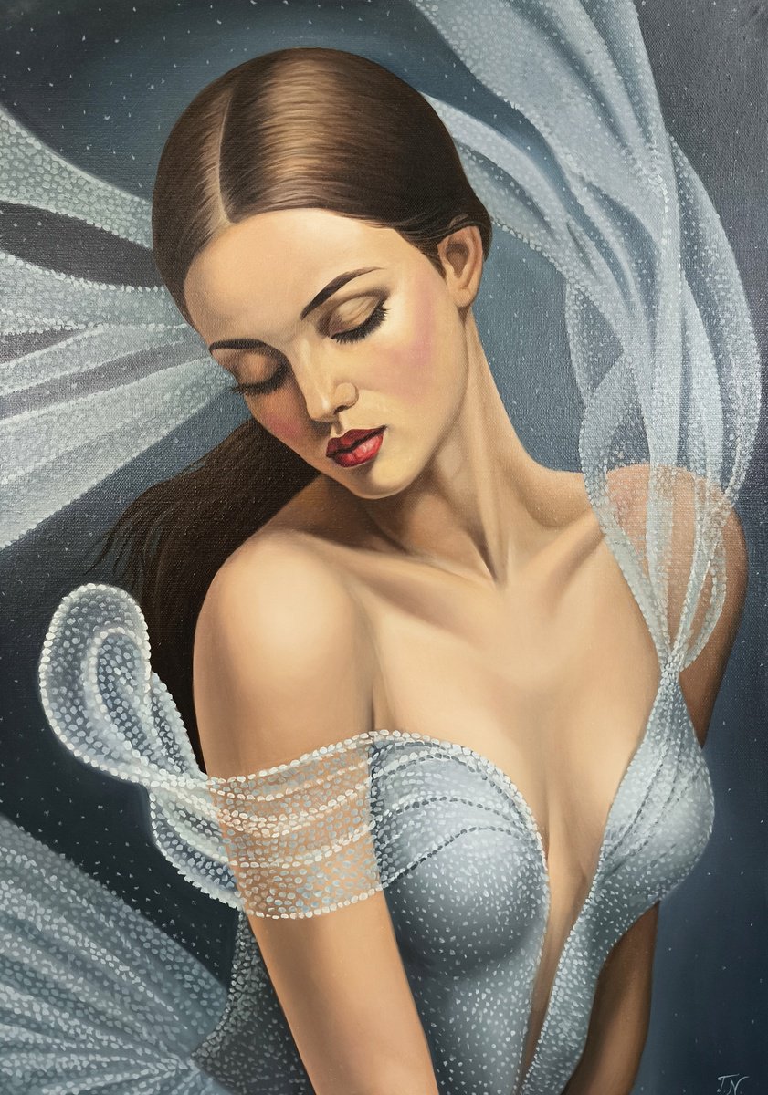 Impressionistic Portrait Oil Painting By Tamar Nazaryan, 20 X 28", Ethereal Beauty, Original Artwork