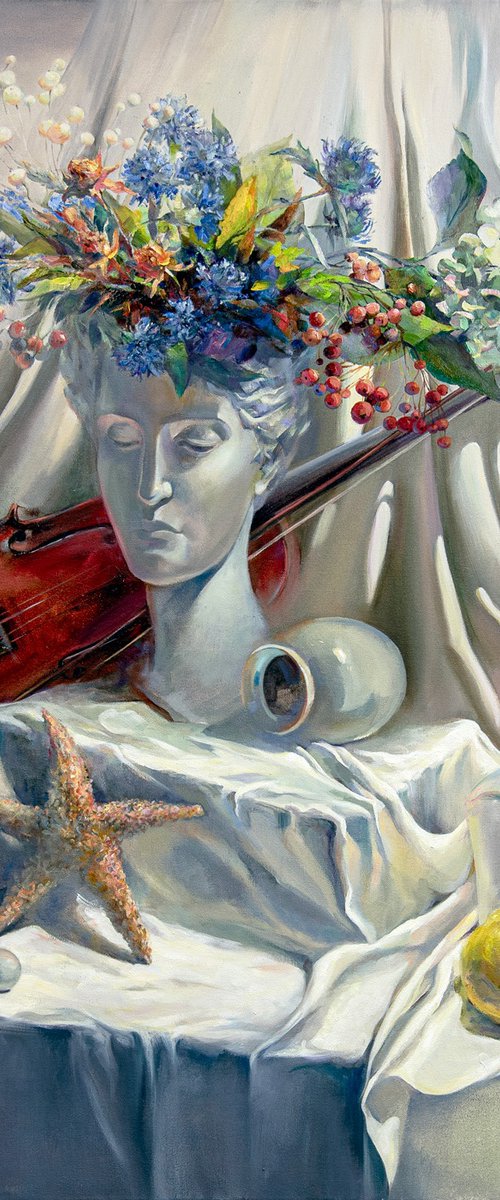 Composition with Violin on White by Shushanik Danilyants