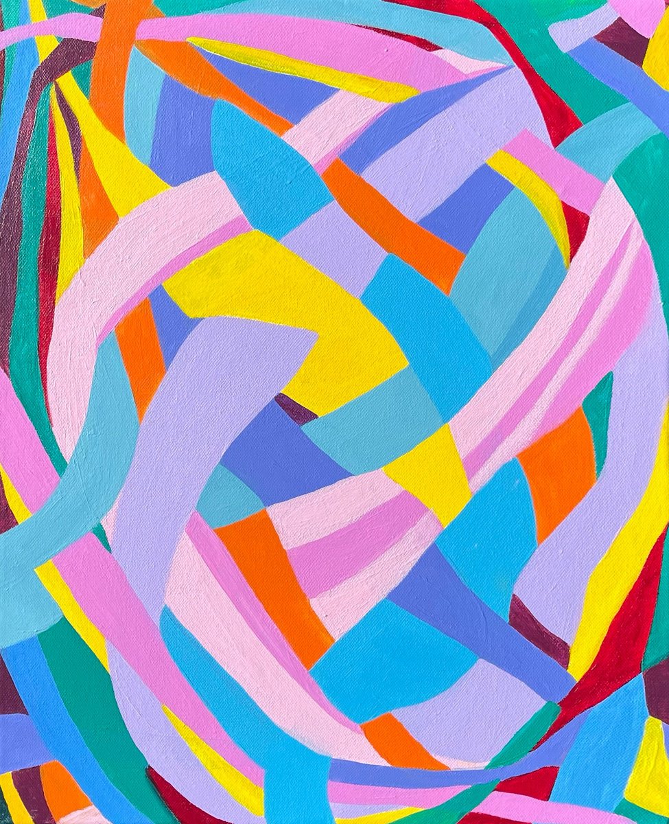 Abstract Acrylic Painting By Nan Zhao, 16 X 20", Inflate, Original Artwork