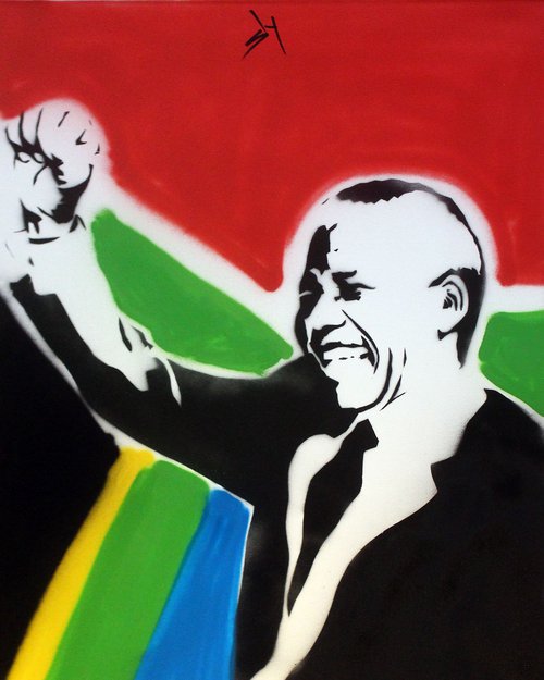 Mandela (on canvas) by Juan Sly