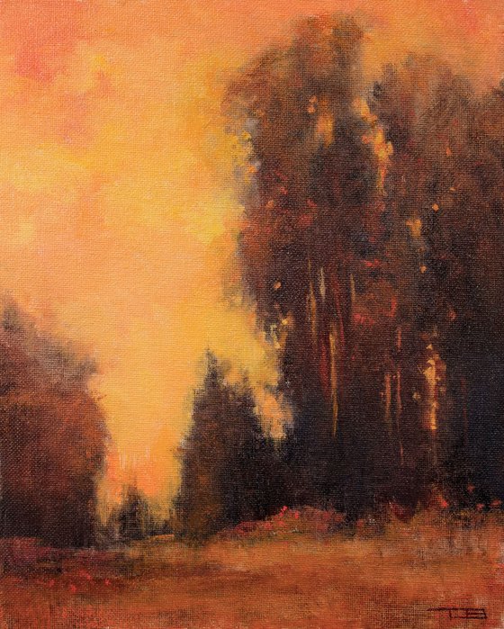 Sunset Trees impressionist landscape plein air style