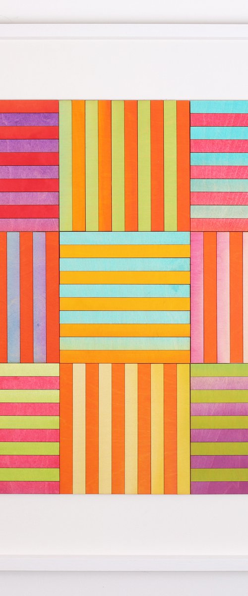 large scale Nine Panel colour study geometric original artwork by Amelia Coward