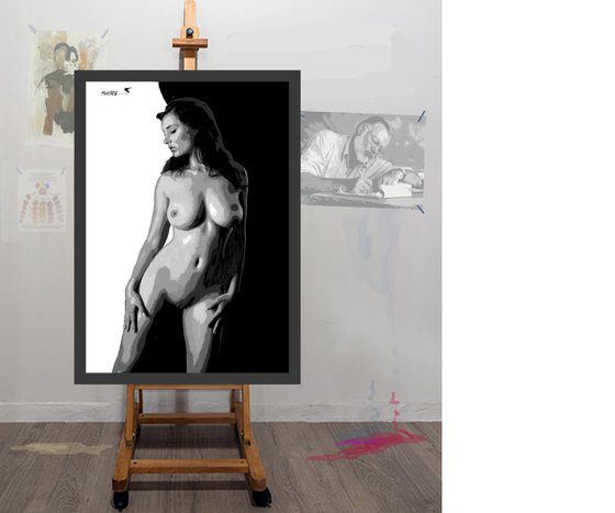 NUDE IN BLACK AND GREY #7   30"X42"