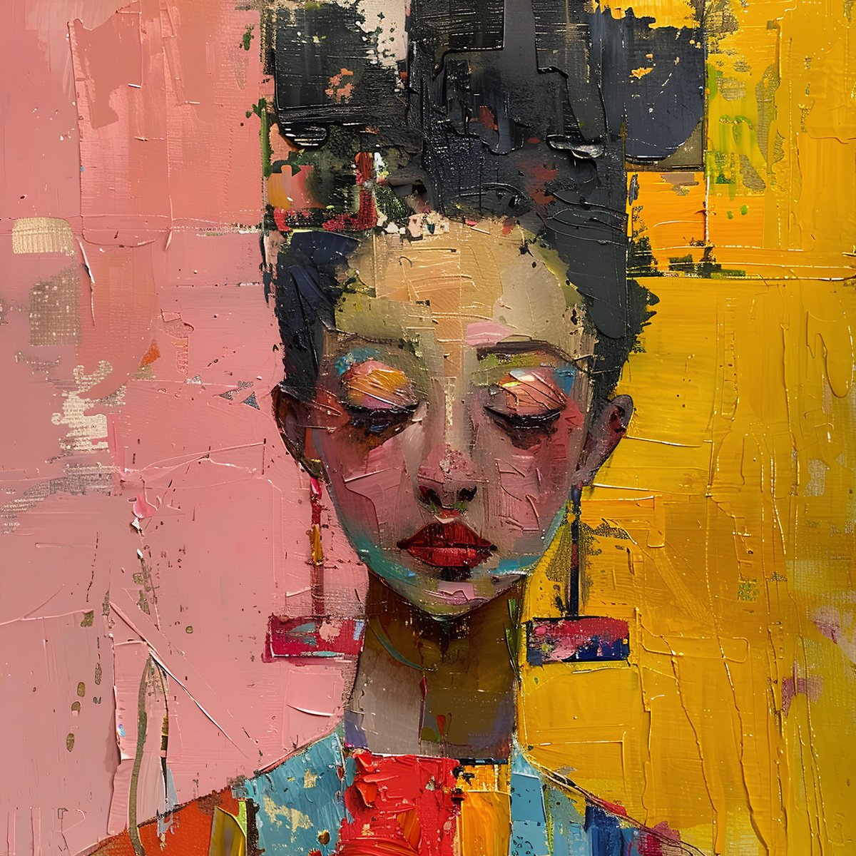 Impressionistic Portrait Print By Elena Avanesova, 16 X 16, Collecting Myself, Original Artwork