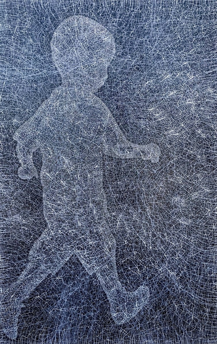 Illustrative Portrait Acrylic Painting By Tingqun Zhang, 51 X 79", Baby, Original Artwork