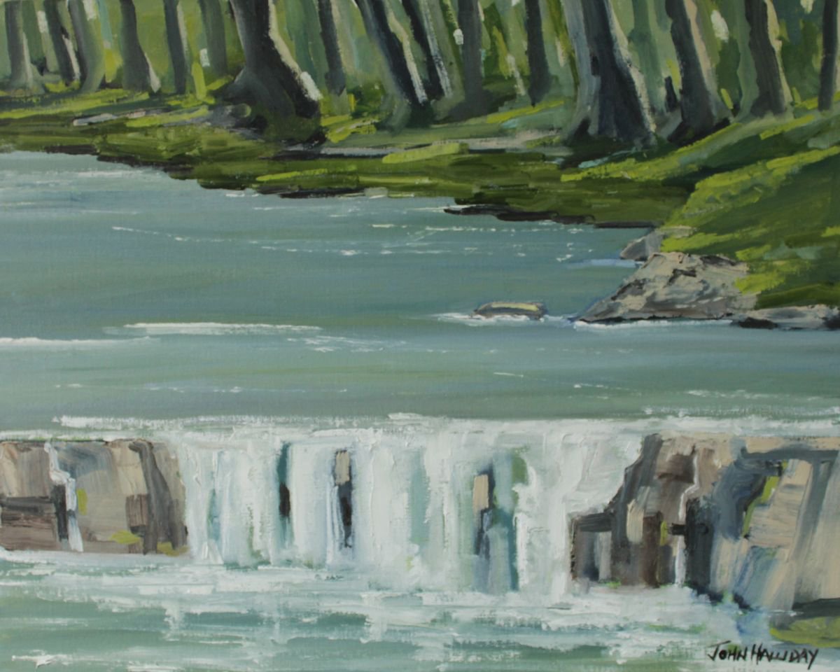 Impressionistic Landscape Oil Painting By John Halliday, 20 X 16, Cascades, Original Artwork