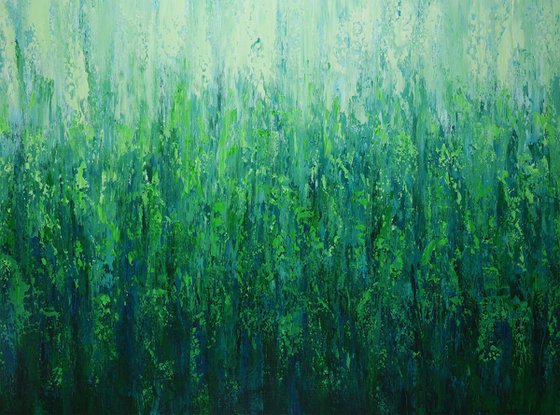 Cascading Greens - Modern Abstract Green Field