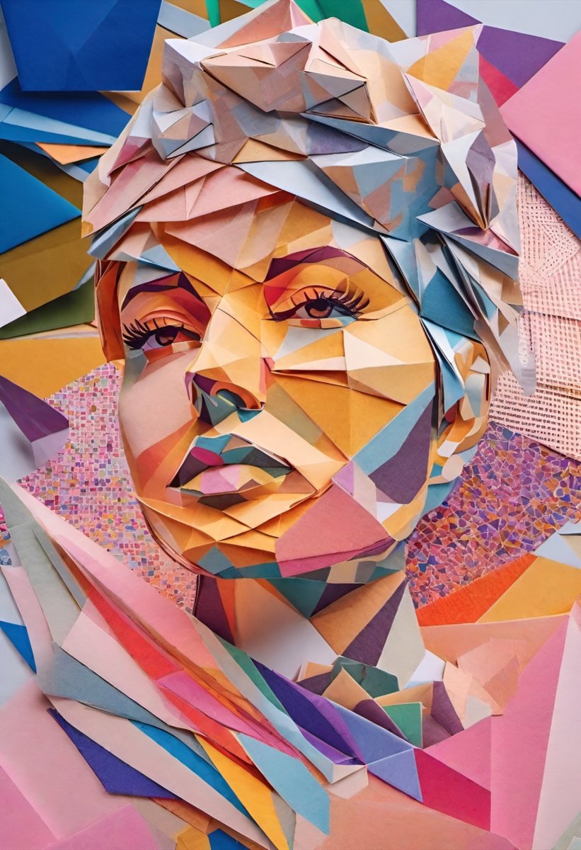 Urban And Pop Portrait Giclee Print By Misty Lady - M. Nierobisz, 12 X 17", Origami In My Mind, Original Artwork