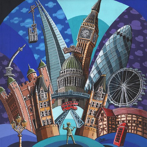London Landmarks (Blue) by Marc Remus