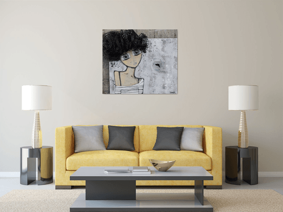 Girl Emerging From the Canvas