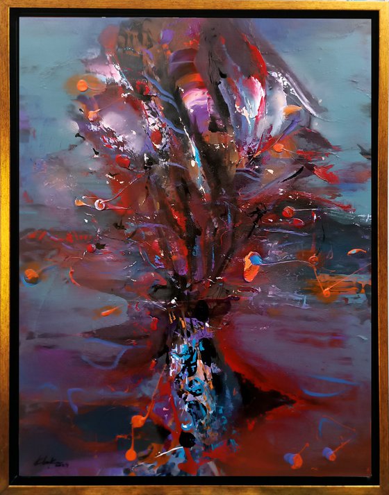 Beautiful velvet reds and purple abstract still life contemporary master O Kloska