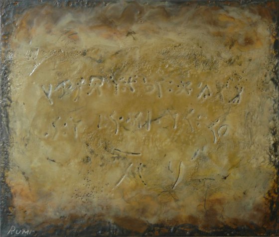 "Runes VIII". Encaustic abstract.