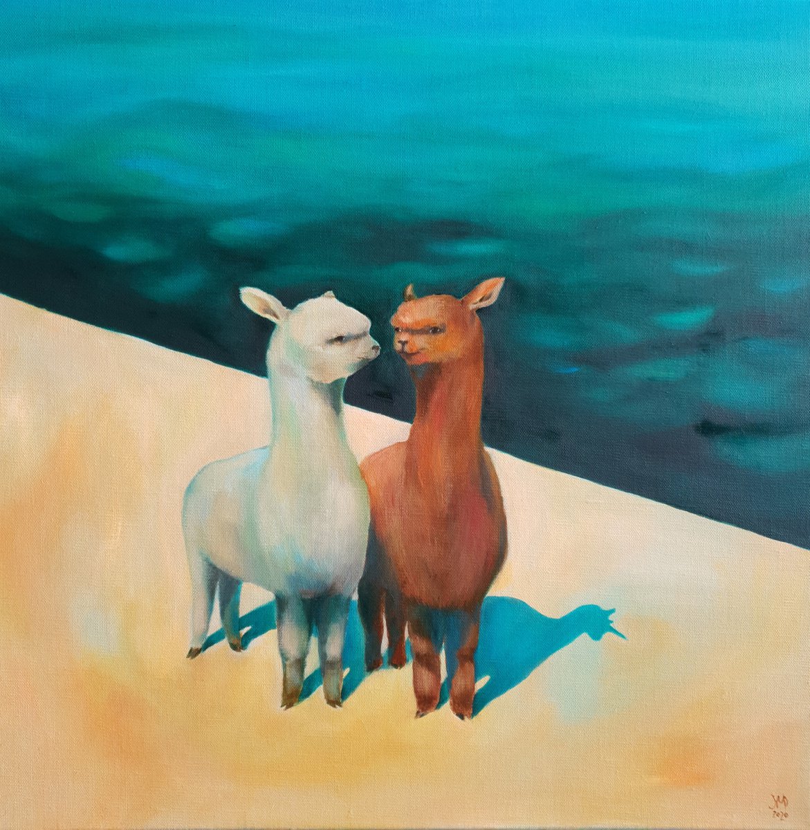 Surrealistic Animal Oil Painting By Ksenia June, 20 X 20", I Have Found My Unicorn, Original Artwork