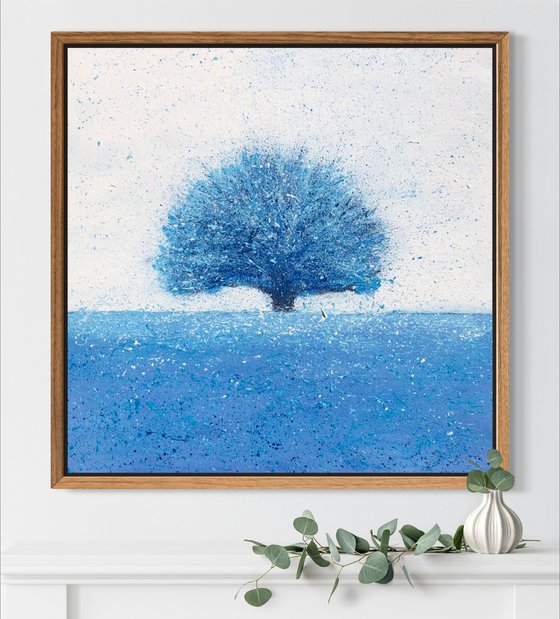 Four seasons.Winter, abstract tree painting on canvas 50-50cm