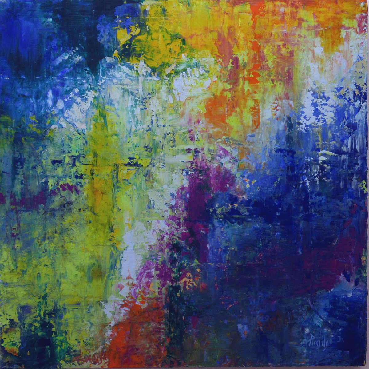 Organic Abstract Acrylic Painting By Joseph Piccillo, 24 X 24, Le Jardin, Original Artwork