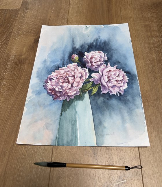 Symphonie in blue and pink - peonies