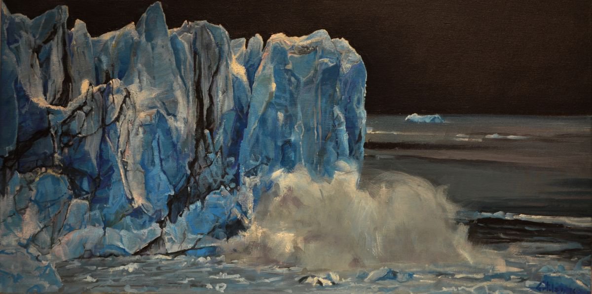 Photorealistic Oil Painting , The Imposing Glacier By Marco Ortolan, 31 X 16, Artwork For Sale On Artfinder