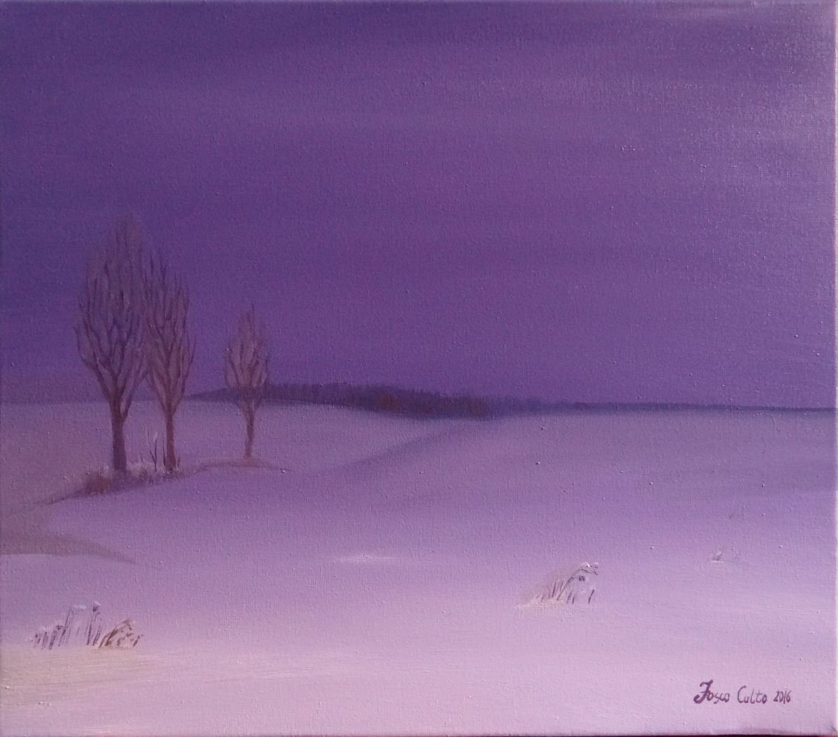 Lilac Winter Landscape By Fosco Culto, 16 X 14, Artwork For Sale On Artfinder