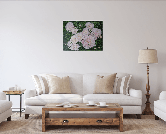 Sunlit Peony Summer Painting