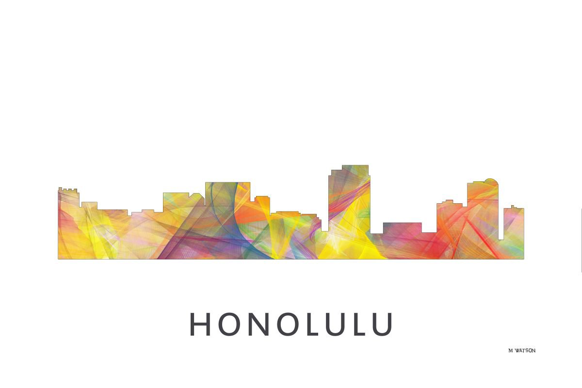 Honolulu Hawaii Skyline WB1 by Marlene Watson
