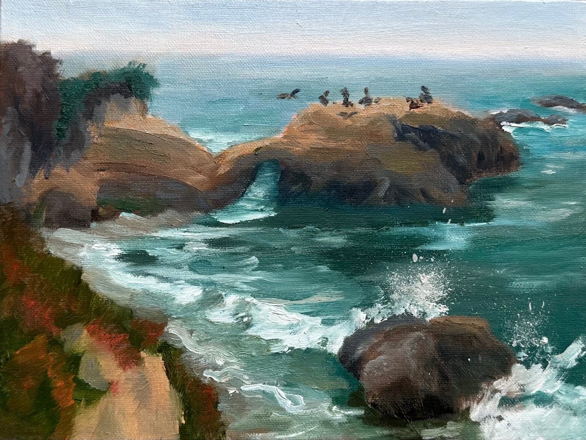 Impressionistic Landscape Oil Painting By Grace Diehl, 8 X 6, Pearl Street Beach, Original Artwork