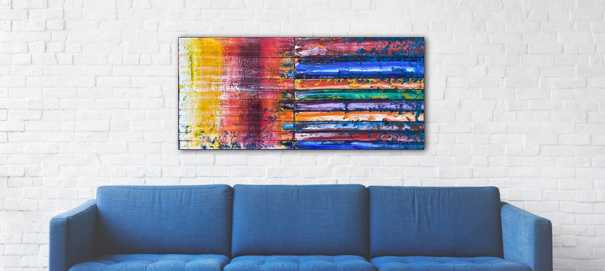 End Of The Rainbow - Original PMS Oil Painting On Reclaimed Wood - 48 x 21.5 inches by Preston M. Smith (PMS)